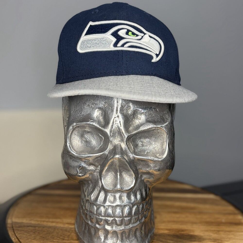New Era 9FIFTY Seattle Seahawks Snapback Hat Navy Blue Gray Flat Bill NFL Cap